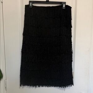 Express Black Fringe Strapless Dress